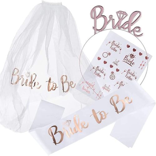 Accessoire 4 Pièces, Voile De Mariée, Bride To Be Écharpe Accessoires, Décorations De Poule De Mariage Pour Les Jeux De Soirée Entre Célibataire Cadeaux Décorations, Douche Nuptiale