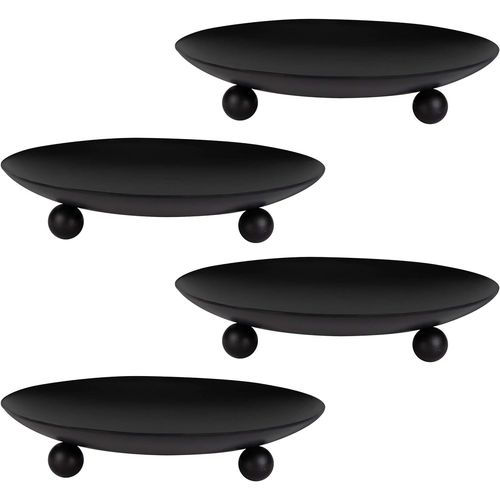 (4 Pièces)Bougeoirs Détenteur, Chandelier Vintage en Fer Forge Plateau Retro Candélabres, Support de Bougie de Pilier Decoration de Table pour LED et Cire, Spa, Mariages, Fête, Noël, Halloween