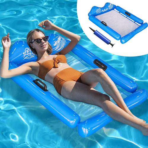 Bleu Hamac Gonflable Piscine, Flottantes Hamac, 4-In-1 Lit Flottant Gonflable, Hamac D'eau,Chaise De Piscine Flottante