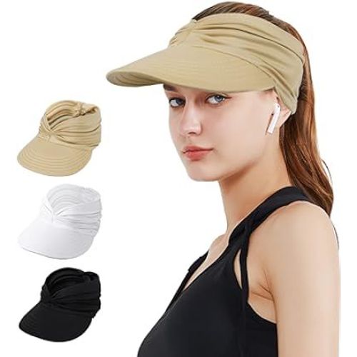 Visiere Casquette Femme,De Soleil À Large Bord Extérieur,Chapeau De Plage De Protection Solaire Upf50+ Pliable Et À Séchage Rapide,Peut Être Utilisé Pour La Plage,Le Golf,La Course À Pied