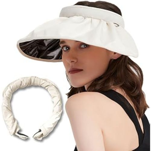Blanc Crème Visière Femme, Anti Uv Casquette Visière, Visiere Casquette, Large Bord Chapeau De Plage, Casquette De Protection Solaire, Upf50+, Pour Plein Air Loisirs, Plage Voyage, Running