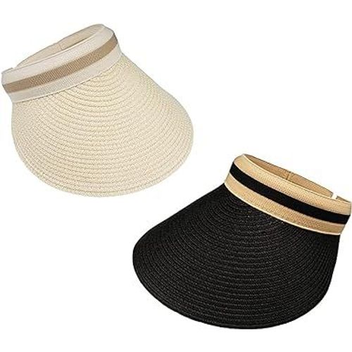 2 Pcs Golf Sports Anti-Soleil Beach Visière Soleil Chapeau, Visieres Casquette Chapeau Suncap Protection Uv Voyage En Plein Air Crème Solaire Casquette Réglable