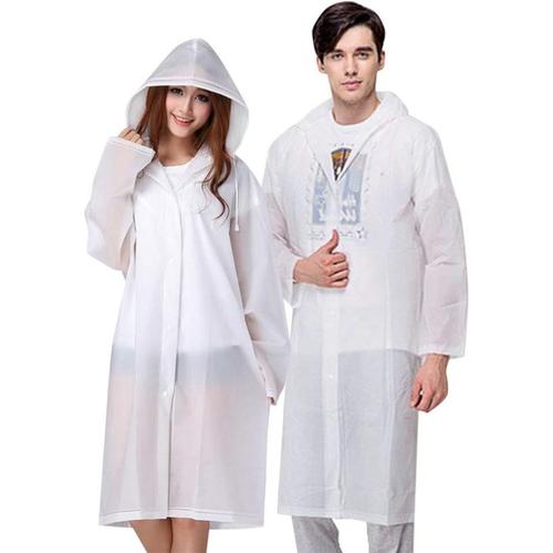 Poncho Pluie,2 Pièces Poncho Impermeable,Réutilisable Poncho Matériel EVA,Poncho Pluie Femme et Homme,Parfait pour Les Festivals de Camping et Les Randonnées, Blanc, Taille Unique