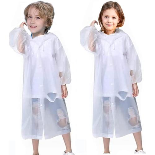 Lot de 2 poncho de pluie imperméable pour enfant - Protection contre la pluie - Réutilisable - Poncho de pluie - Pour vélo, Disney, randonnée, cyclisme, voyage, Blanc., taille unique