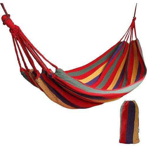 Hamac Swing Pour Voyage Camping, 1 Person Grand 280 * 80cm/ Coton Respirant/Charge 150kg Lit Simple Balançoire Dans La Plage, Patio, Porche, Jardin Suspendu