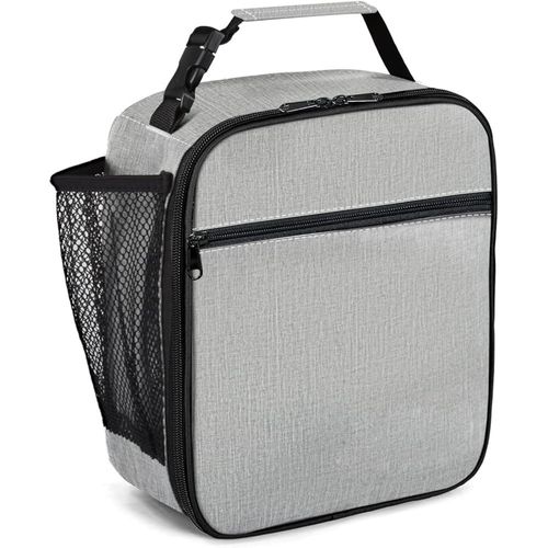 Sac Isotherme Repas Sacs à Déjeuner Imperméable Réutilisable Lunch Bag pour Enfant Filles Garçons Femme Adulte Homme École Bureau Travail Pique-Nique Gris