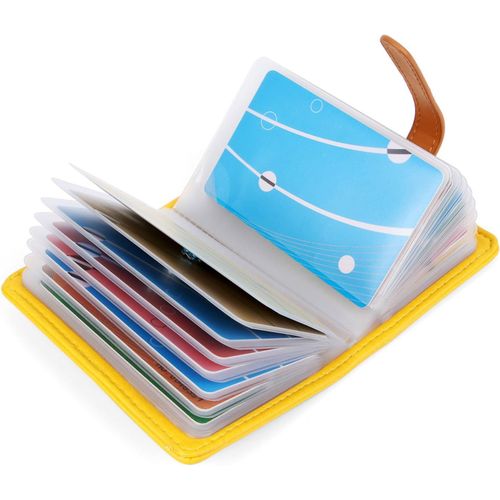 10 Couleurs Porte Cartes de Crédit Femme Homme Cuir - 26 Fentes (Jaune)