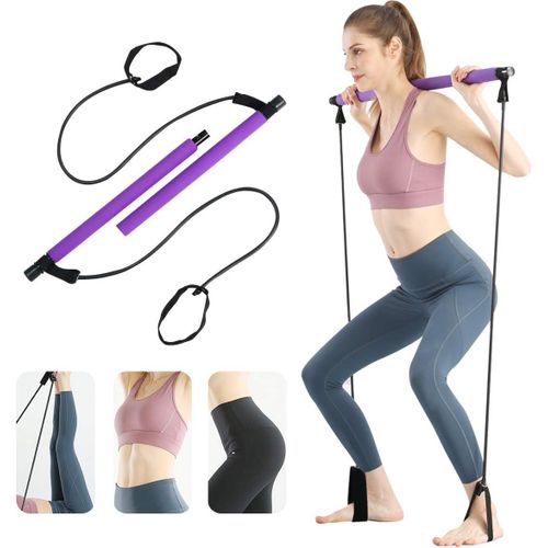 Kit De Barre De Pilates Portable Avec Bande De Résistance, Bodybuilding Yoga Pilates Stick Avec Boucle De Pied Pour Jambes, Bras, Épaules, Yoga, Étirement, Sculpture, Torsion, Assise