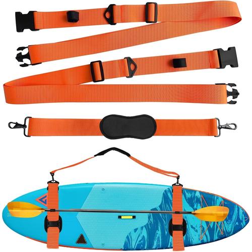 Sangle Réglable De Transport Portable Pour Sup Kayak,Planche De Surf,Paddleboard,Canoë,Bandoulière Nylon,Renforcé,Mise À Niveau Orange