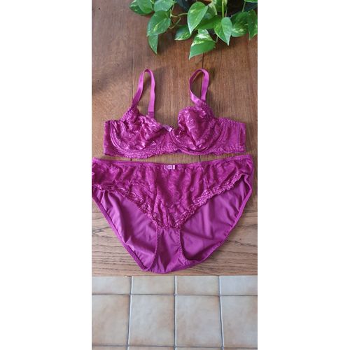 Ensemble Lingerie Rose Soutien Gorges 100c Slip Culotte 46