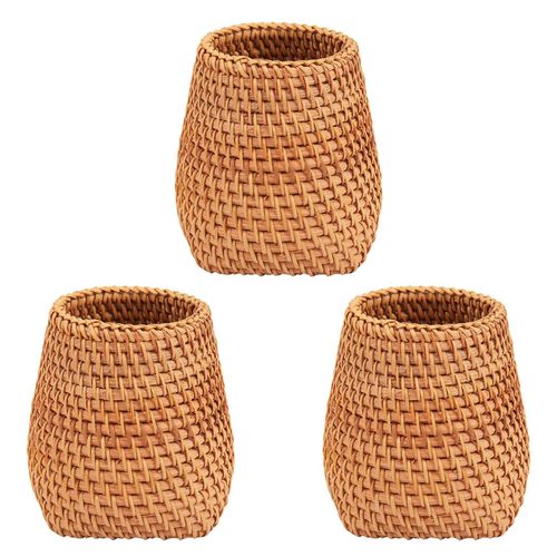 3X Baguettes En Rotin Tube Cuillères à Pelle Seau Couteaux à Dîner Fourchettes Vaisselle Boîte de Rangement pour Paniers de Rangement pour Organisateur C