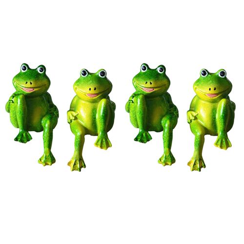 4 Pièces / Ensemble Mignon RéSine Assis Grenouilles Statue En Plein Air Jardin Magasin Grenouille Décorative Sculpture pour Bureau Décor de Jardin Ornement S2