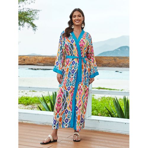 Robe De Plage À Manches Longues Pour Femmes,Paréo,Cover-Up Pour Les Maillots De Bain,Kaftan,Tunique,Vêtements D'été,2023