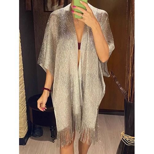Sexy Frange Gland Maille Pure Brillant Tricoté Tunique Plage Couvrir Couverture Robe De Plage Vêtements De Plage Maillots De Bain Femmes