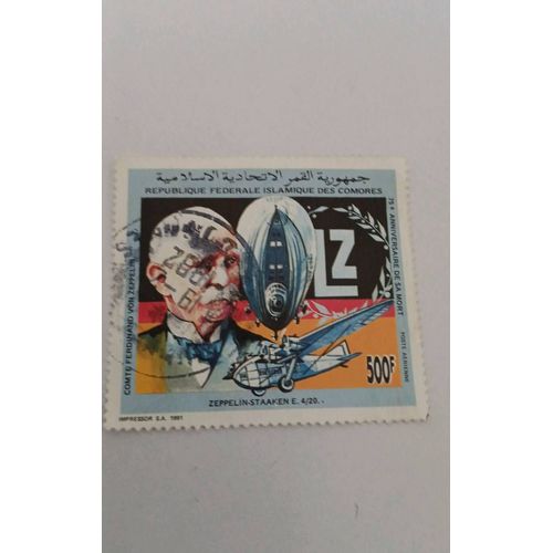 Timbre Rare Zeppelin Des Comores 500f Très Beau