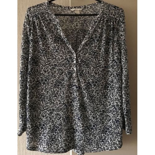 Chemisier À Motif Gris Fleurs