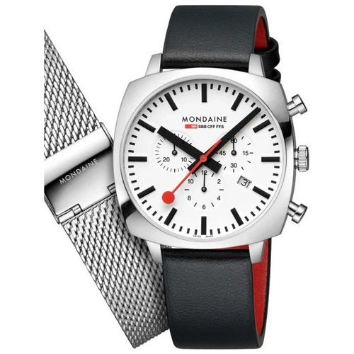 Mens Watch Mondaine Msl.41410.Lbv.Set, Quartz, 41mm, 5atm
