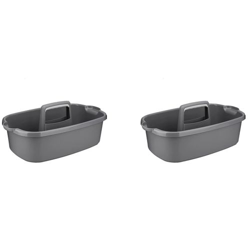 2X Panier de Rangement En Plastique Panier de Douche Portable avec Poignée pour Salle de Bain, Chambre, Cuisine Gris Foncé