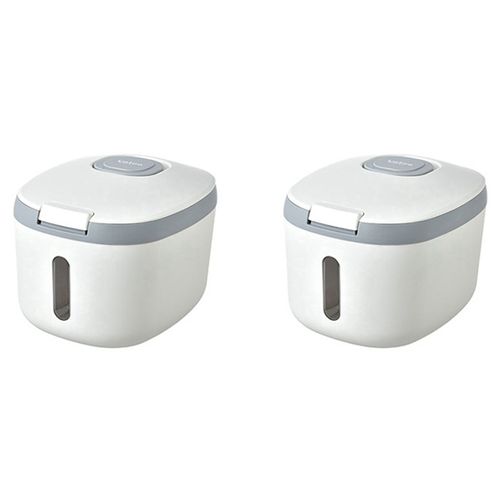 2X 5Kg Seau de Riz Scellé Distributeur de Riz Insecte étanche à L'Humidité Conteneur de Stockage de Riz Scellé Boîte de Rangement de Grain Gris