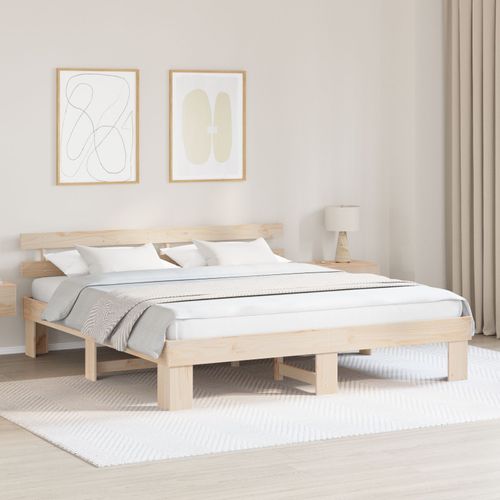 Vidaxl Cadre De Lit Avec Tête De Lit 180x200 Cm En Bois Massif De Pin