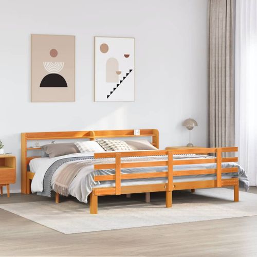 Vidaxl Cadre De Lit Et Tête De Lit Sans Matelas Cire Marron 180x200 Cm
