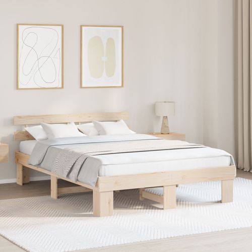 Vidaxl Cadre De Lit Avec Tête De Lit 160x200 Cm Bois Massif Pin