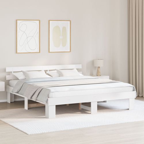 Vidaxl Cadre De Lit Blanc 200x200 Cm En Bois Massif De Pin