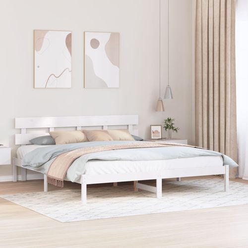 Vidaxl Cadre De Lit Avec Tête De Lit Blanc 200x200 Cm En Pin Massif