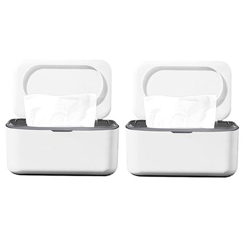 2X Distributeur de Lingettes Humides, Porte-Serviettes de Rangement pour Serviettes pour , Boîte à Mouchoirs Humides Anti-Poussière pour , Le Bureau (Gris)