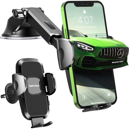 Checarzhn--No1-Support De Téléphone Portable Voiture [3 En 1 Version Plus Stable] Support De Téléphone Portable Avec Ventouse & Ventilation Rotatif À 360° Support De Voiture Sûr Pour Iphone/Samsung E