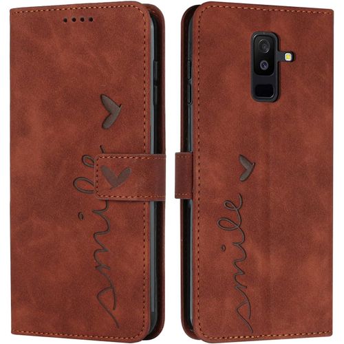 Kal-Coque Pour Samsung A6 Plus 2018, Étui Housse En Cuir Pu Samsung Galaxy A6 Plus 2018, Magnetique Flip [Pochette De Portefeuille], Etui De Protection Pour Samsung A6 Plus 2018 (#Marron)