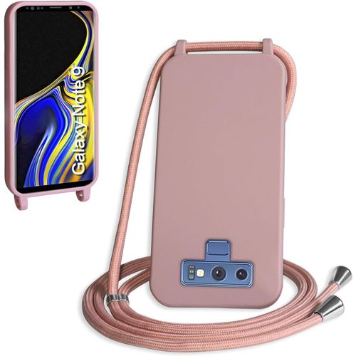Kal-Coque Avec Cordon Pour Samsung Galaxy Note 9,Collier Pour Étui Bandoulière Colliers De Cellulaire Mince Antichoc Réglable Lanyard Silicone Case,Couleur Lotus