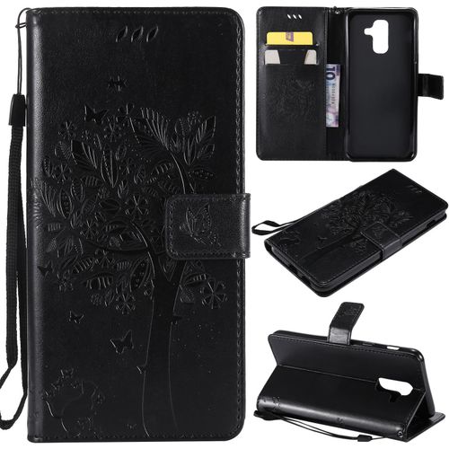 Kal-Coque Pour Samsung Galaxy A6 Plus 2018, Etui Samsung A6 Plus 2018, Antichoc Tpu Housse Cuir Flip Case Portefeuille Etui Rabat [Magnétique] Coque De Protection Cover (Noir)