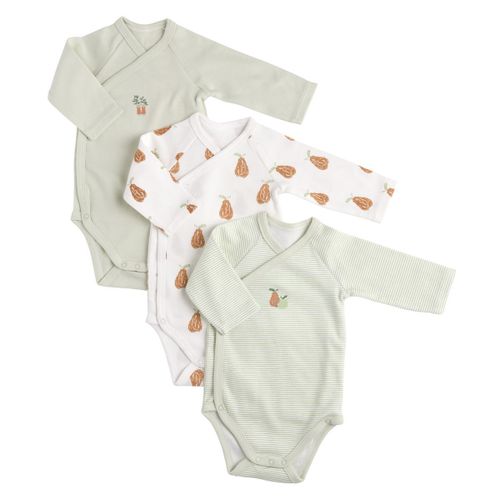Bodies Bébé Manches Longues En Coton Lot De 3 - Botanica Vert/Blanc