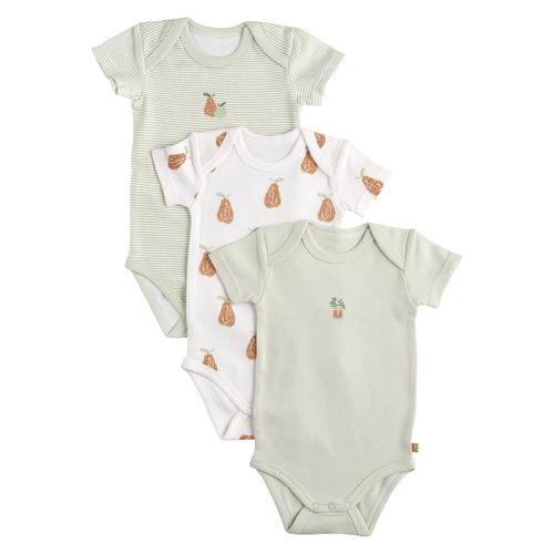 Bodies Bébé Manches Courtes En Coton Lot De 3 - Botanica Vert/Blanc