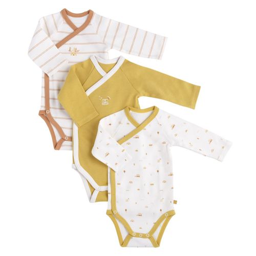 Bodies Bébé En Coton À Manches Longues Lot De 3 - Sunlight Jaune/Blanc