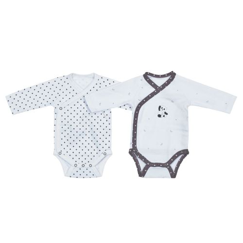 Bodies Bébé À Manches Longues Lot De 2 Blanc/Noir