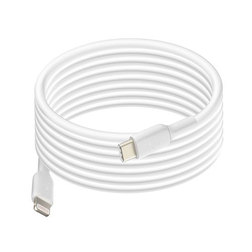 Câble USB C vers iPhone Lightning Power Delivery 18W Certifié MFi 2m Belkin Blanc