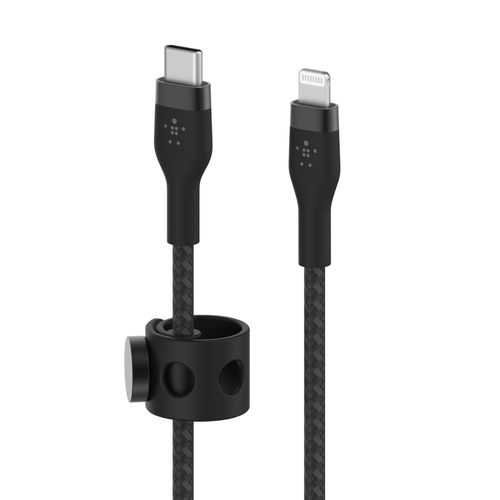 Câble USB-C vers Lightning Power Delivery 27W Silicone Tressé 1m Belkin Noir