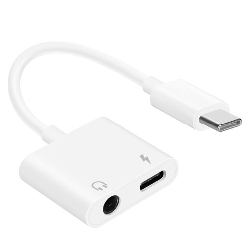 Adaptateur USB-C vers Audio Jack 3.5mm + Charge USB-C Design Compact Enkay Blanc