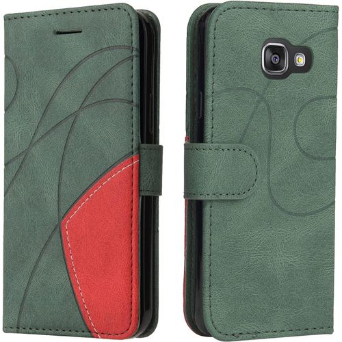 Kal-Coque Pour Samsung Galaxy A3 2016 / A310, Etui En Cuir Pu Portefeuille Housse Fermeture Magnétique Und Flip Protection Case Avec Antichoc Tpu, Etui À Rabat, Fentes Pour Cartes (Vert)