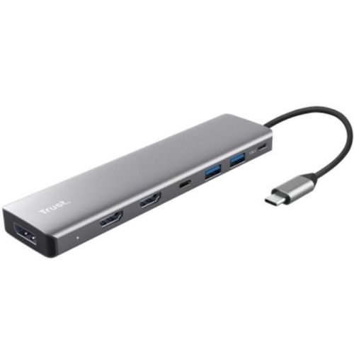 Docking USB Tipo-C Trust Dalyx- 2xUSB- 2xHDMI- 1xDisplayPort- 1xUSB Tipo-C PD- Gris