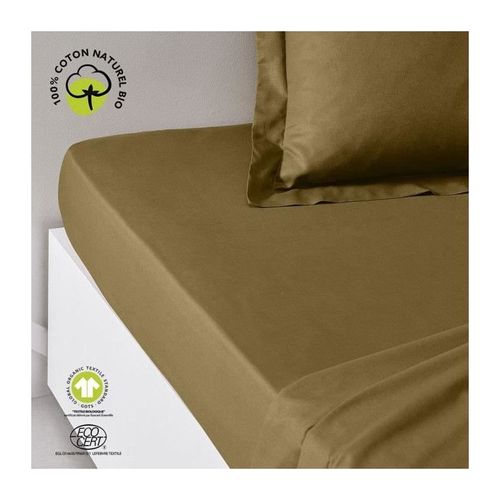 Drap Housse 2 Personnes Uni Coton Grand Bonnet 180x200 Cm