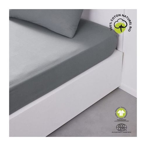 Drap Housse 2 Personnes Uni Coton Grand Bonnet 180x200 Cm