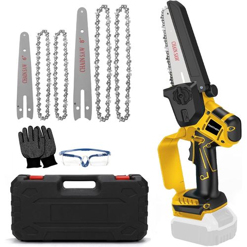 CHECARZHN--NO1-Mini Tronçonneuse Sans Fil Compatible Avec Dewalt 18 V 20 V (Sans Batterie), Tronçonneuse Électrique Sans Balais De 20 Cm, Petite Chaîne De Tronçonneuse, Serrure De Sécurité, Scie À Ma