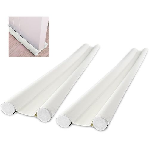 2 pièces Boudin de Porte Double Isolant 96 cm,Bas de Porte Asolation Anti Froid Lavable et Durable Anti Bruit Insect,Boudin Porte Blanc Bâton en Mousse Inséré Découpable Blanc