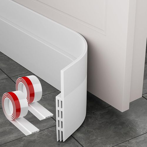 Boudin de Porte,Bas de Porte en Silicone Souple,Bas de Porte Isolant Phonique Porte,Boudin de Porte Isolant Froid,Boudin Porte Insectes,Poussière Idéal Pour (200x5 CM,Blanc)