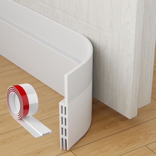Boudin de Porte,Bas de Porte en Silicone Souple,Bas de Porte Isolant Phonique Porte,Boudin de Porte Isolant Froid,Boudin Porte Insectes,Poussière Idéal Pour (300x5 CM,Blanc)