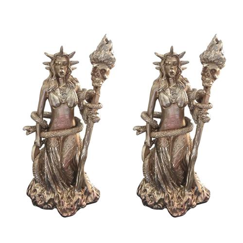 2X Déesse Grecque Sorcière Blanche Sorcellerie Hécate Figurine Hekate Nécromancie Divinité Magique Puissante Sorcière Païenne Statue A