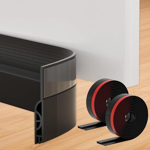 200CM Boudin de Porte Isolant Froid,100x5 CM Bas de Porte Adhési,Bas de Porte Isolant Phonique Porte,pour Anti le Bruit Humidité Poussière Cafard Insectes (Noir)